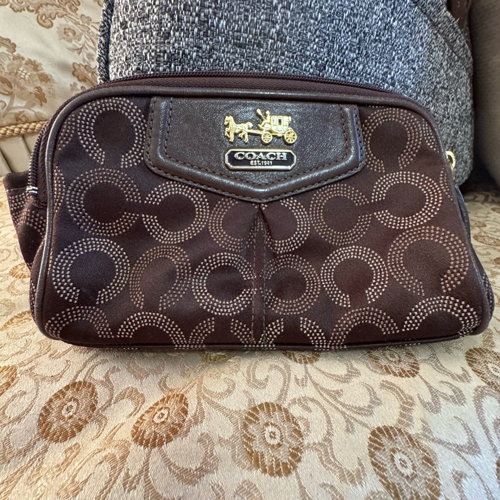 Coach Dark Brown Patterned Clutch